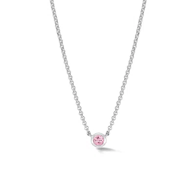Dower & Hall Men's Silver / Pink Pink Quartz Round Dewdrop Pendant In Sterling Silver In Multi