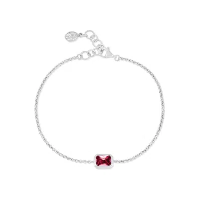 Dower & Hall Men's Silver / Red Red Garnet Octagon Chain Bracelet In Sterling Silver In Multi