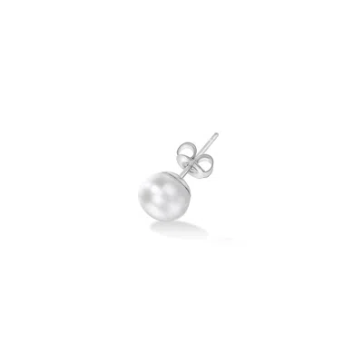 Dower & Hall Men's Single 8mm White Freshwater Pearl Stud In Metallic