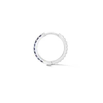 Dower & Hall Men's Single Blue Sapphire Lumiere Hoop In Silver In Metallic