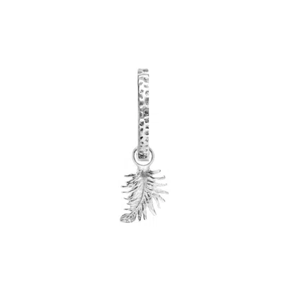 Dower & Hall Men's Single Hoop With Feather Drop Earring In Silver