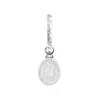 Dower & Hall Men's Single Timeless Oval Pearl Charm Hoop In Sterling Silver