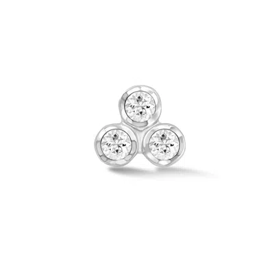 Dower & Hall Men's Single White Topaz Array Trio Stud In Silver