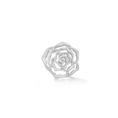 Dower & Hall Men's Single Wild Rose Flower Stud In Silver In Metallic