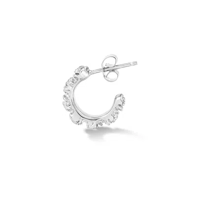 Dower & Hall Men's Single Wild Rose Hoop In Silver In White