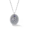 Dower & Hall Men's Snake Talisman Necklace In Oxidised Silver In White