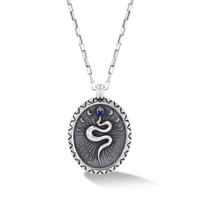 Dower & Hall Men's Snake Talisman Necklace - Oxidised Sterling Silver