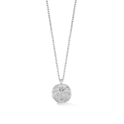 Dower & Hall Men's Solid White Gold St. Michael Tiny Talisman Necklace In Metallic