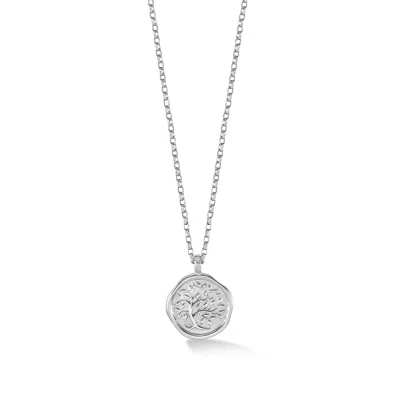 Dower & Hall Men's Solid White Gold Tree Of Life Tiny Talisman Necklace In Neutral