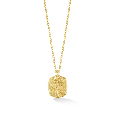 Dower & Hall Men's Solid Yellow Gold St. Christopher Tiny Talisman Necklace