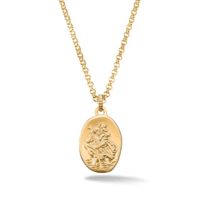 Dower & Hall Men's St. Christopher Story Necklace In Gold Vermeil