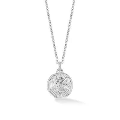 Dower & Hall Men's St. Michael Talisman Necklace In Sterling Silver