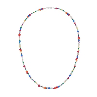 Dower & Hall Men's Tutti Fruity Necklace In Sterling Silver In Gray