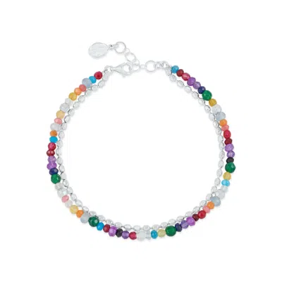 Dower & Hall Men's Tutti Frutti Orissa Bracelet In Sterling Silver In Multi