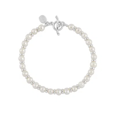 Dower & Hall Men's White Luna Pearl™ Halo Bracelet In White,silver