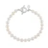 Dower & Hall Men's White Pearl Bracelet In Gray
