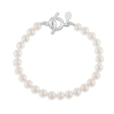 Dower & Hall Men's White Pearl Bracelet In Gray
