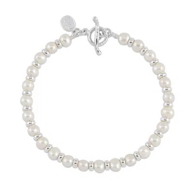 Dower & Hall Men's White Pearls Halo Bracelet