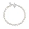 Dower & Hall Men's White Pearls Halo Bracelet In Sterling Silver In Metallic