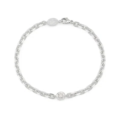 Dower & Hall Men's White Topaz Chain Bracelet In Sterling Silver