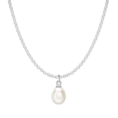 Dower & Hall Mens Oval Pearl And Silver Necklace In Metallic
