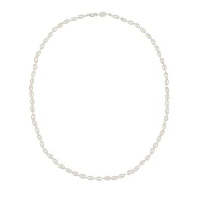 Dower & Hall Mens White Oval Pearl Necklace In Gray