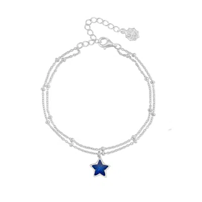 Dower & Hall Midnight Enamel Star Double Chain Bracelet In Silver,gold