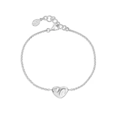 Dower & Hall Mini Puff Heart Bracelet In Gray