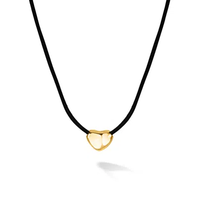 Dower & Hall Mini Puff Heart Cord Necklace In Black