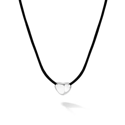 Dower & Hall Mini Puff Heart Cord Necklace In Black