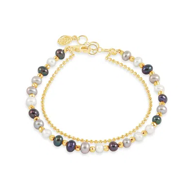 Dower & Hall Mixed Freshwater Timeless Pearl  Bracelet In Gold