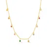 Dower & Hall Mixed Gemstone Array Chain Necklace In Gold