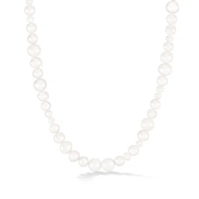 Dower & Hall Mixed White Freshwater Pearl Necklace In White,silver