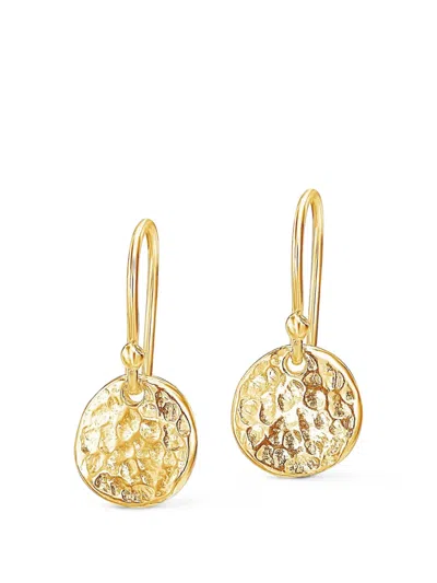 Dower & Hall Nomad Hammered Disc Earrings In Gold