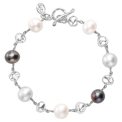 Pre-owned Dower & Hall Nugget & Mixed Freshwater Pearl Bracelet In Sterling Silver In Multi