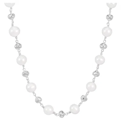 Pre-owned Dower & Hall Nugget & White Freshwater Pearl Necklace In Sterling Silver