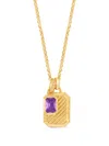 Dower & Hall Octagon-amethyst Pendant Necklace In Gold