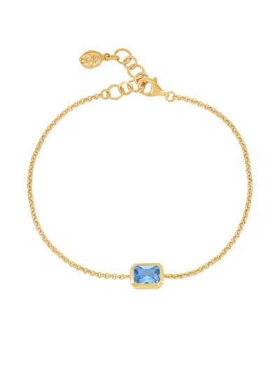 Dower & Hall Octagon Blue Topaz Chain Bracelet In Gold