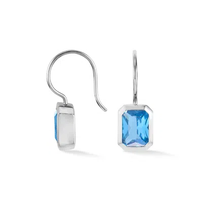 Dower & Hall Octagon Blue Topaz Earrings In Silver