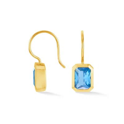 Dower & Hall Octagon Blue Topaz Earrings In Gold