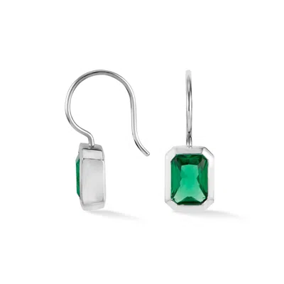 Dower & Hall Octagon Green Garnet Earrings In Silver