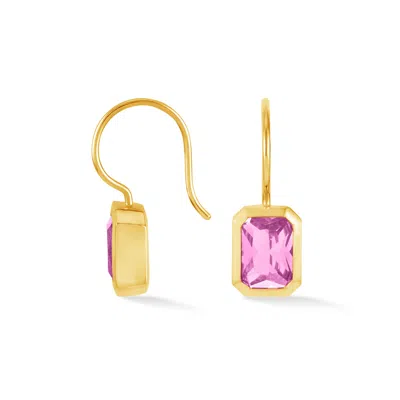 Dower & Hall Octagon Pink Quartz Earrings In Gold