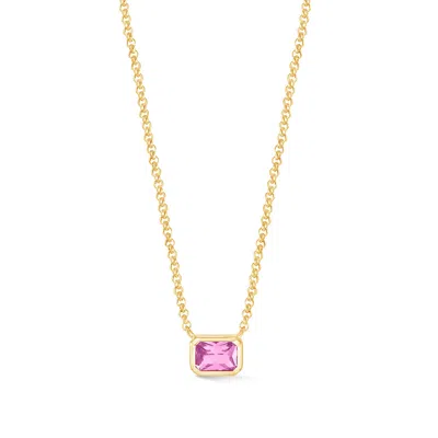 Dower & Hall Octagon Pink Quartz Tutti Frutti Necklace In Gold