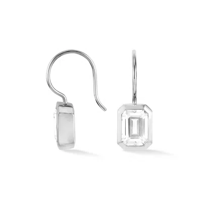 Dower & Hall Octagon White Topaz Earrings In Silver
