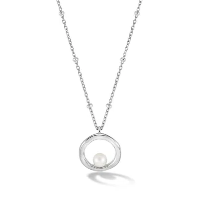 Dower & Hall Open-circle Pearl Necklace In Metallic