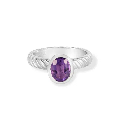 Dower & Hall Oval Amethyst Twist Twinkle Ring In Silver