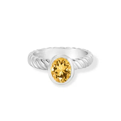 Dower & Hall Oval Citrine Twist Twinkle Ring In Silver,yellow