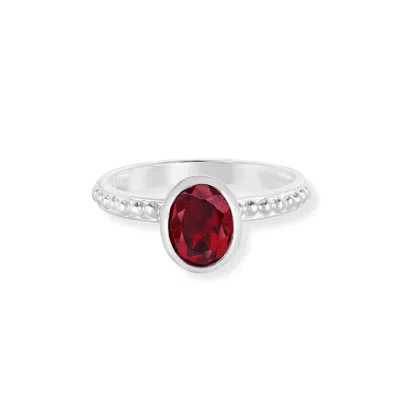 Dower & Hall Oval Garnet Granular Dotty Twinkle™ Ring In Dots,silver,red