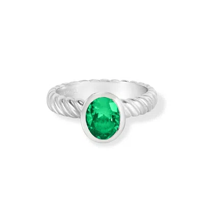 Dower & Hall Oval Green Garnet Twist Twinkle Ring In Silver,green