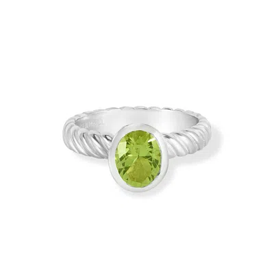 Dower & Hall Oval Peridot Twist Twinkle Ring In Metallic